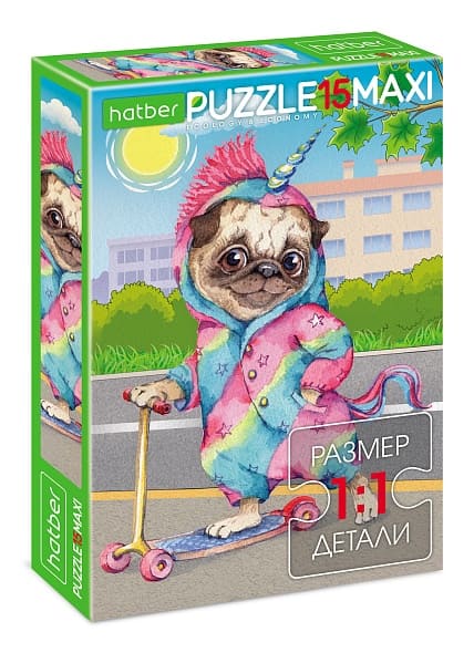 Пазл.15. " Hatber " Maxi Мопс 22*33см, картонная упаковка(Пазл MAXI состоит из 15 кру - купить в магазине Кассандра, фото, 4606782458860, 