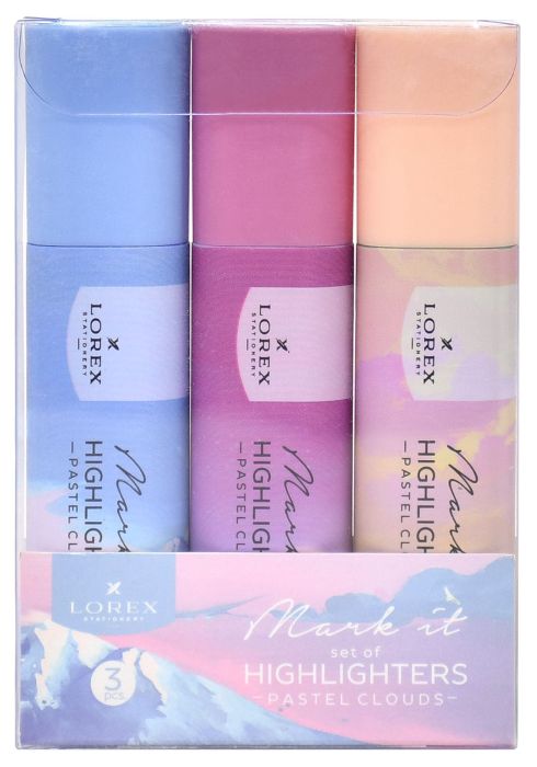 Набор текстовыделителей LOREX Mark it PASTEL CLOUDS 1-5 мм ассорти пастель скошенный прин - купить в магазине Кассандра, фото, 4602723154396, 