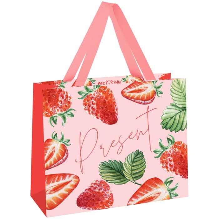 Пакет подарочный 32*26*12см MESHU "Strawberry", отд. фольгой, матовая ламинация - купить в магазине Кассандра, фото, 4680211438388, 
