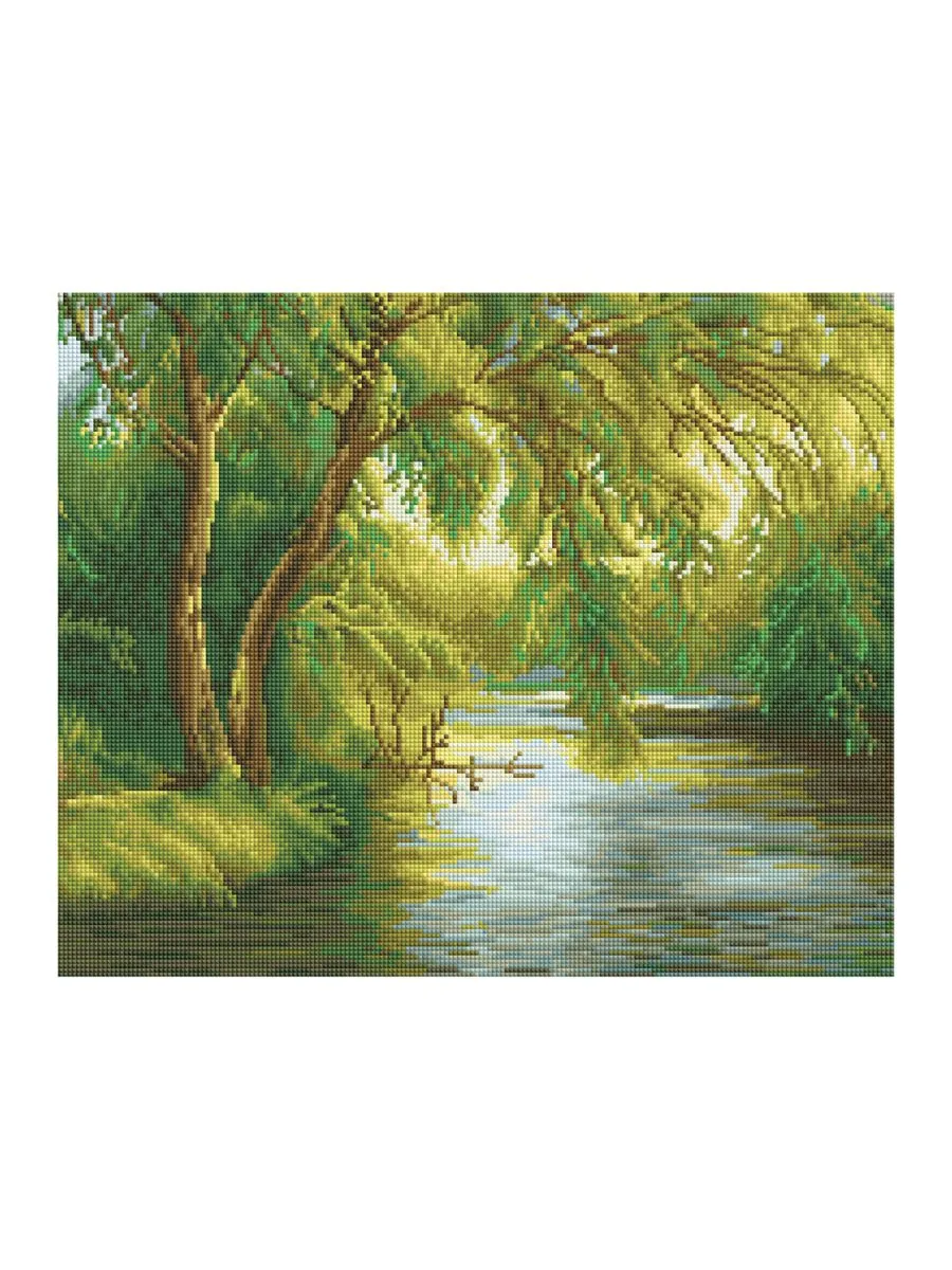 Алмазная мозаика ТРИ СОВЫ "Плачущая ива", 40*50см, холст, картонная коробка с пластиковой ручкой - купить в магазине Кассандра, фото, 4680211455545, 