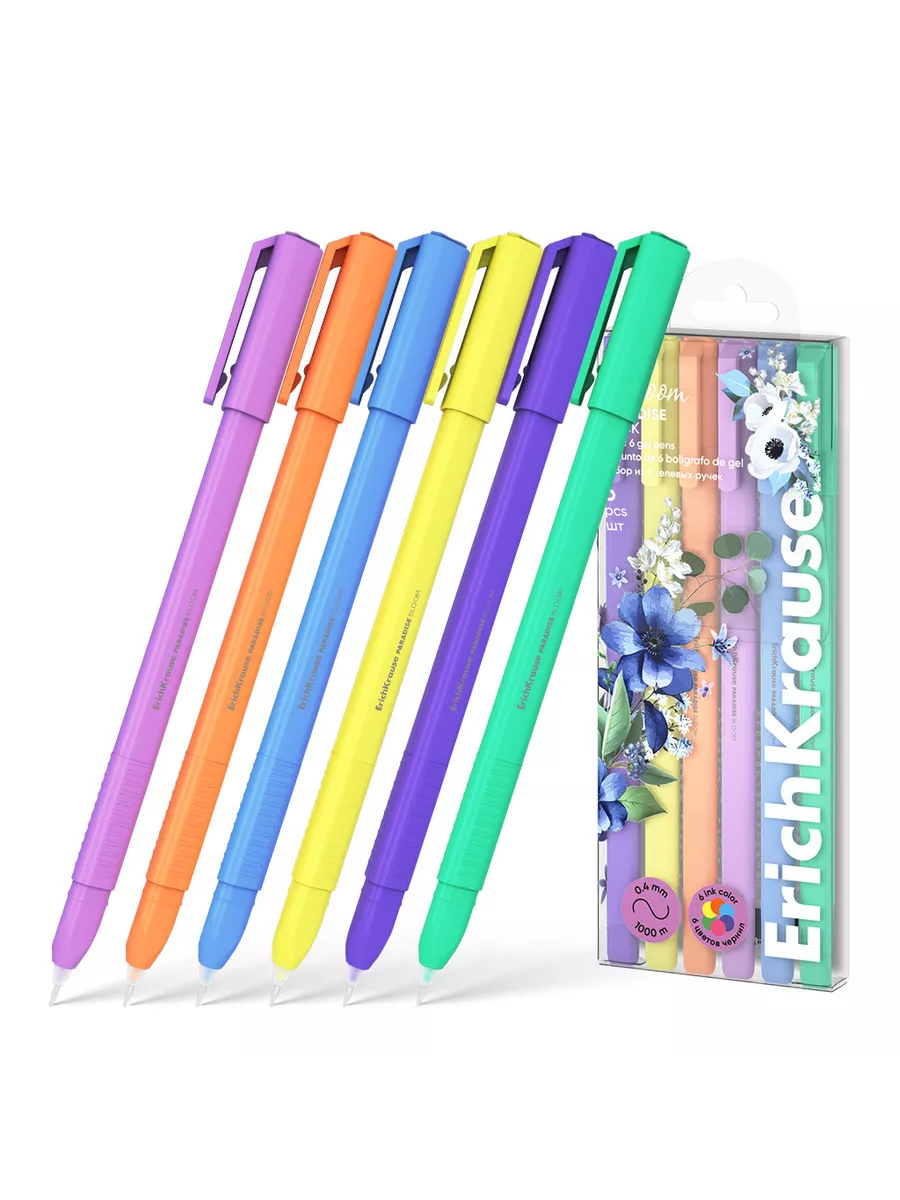 Набор гелевых ручек 6цв" ErichKrause " Paradise Stick Pastel Bloom 0,5мм, игольчатый наконечник, ко - купить в магазине Кассандра, фото, 4041485613114, 