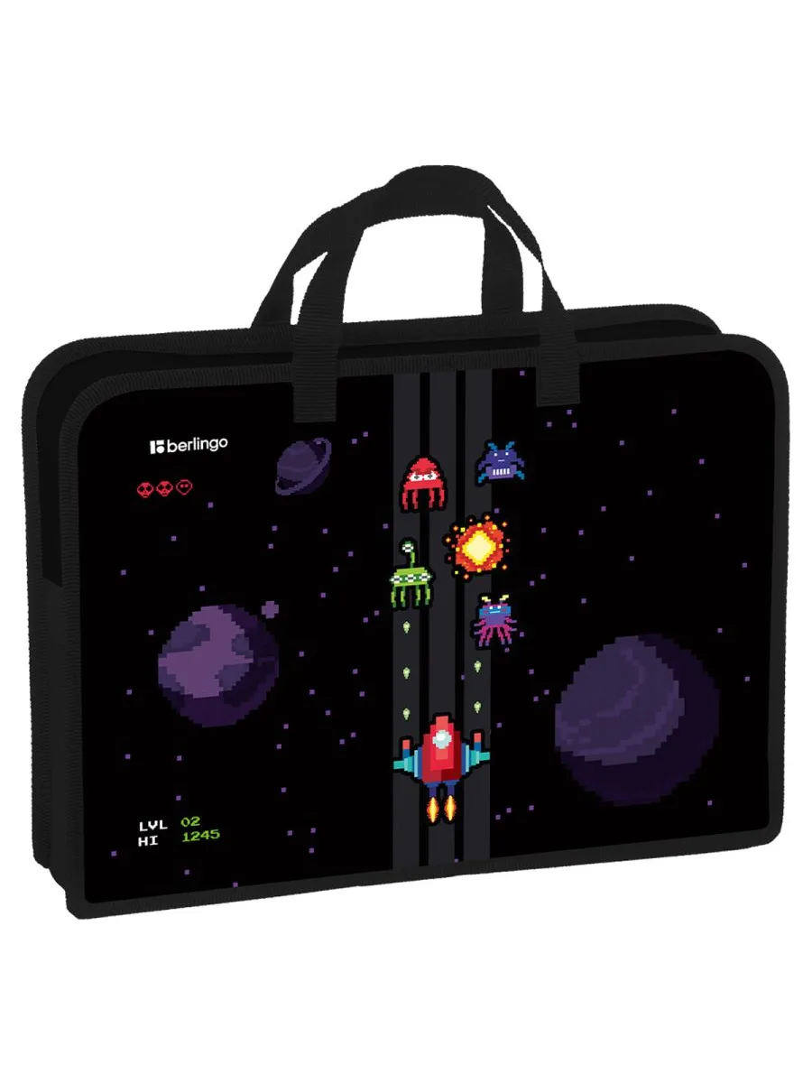 Папка с ручками 1 отделение, А4 Berlingo "Space Battle", 340*245*75мм, пластик, на молнии - купить в магазине Кассандра, фото, 4262493915131, 