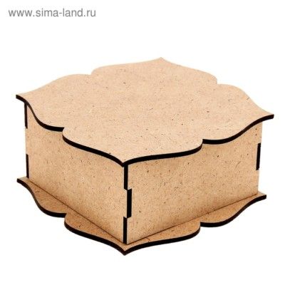 Шкатулка из МДФ для декора "Квадрат" (набор 7 деталей)12,5x12,5x5 см, коробка 10x10x5 см   1109403 - купить в магазине Кассандра, фото, 6900011094033, 