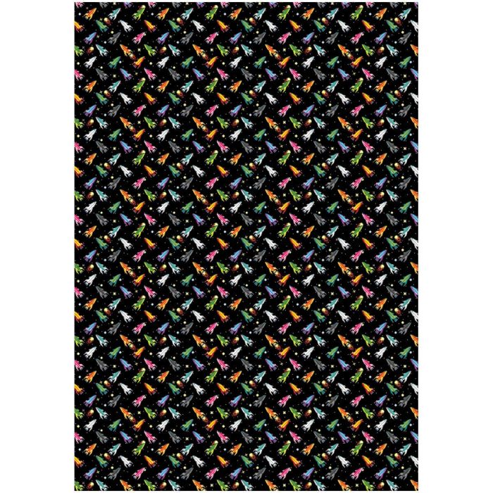 Упаковочная бумага глянц. 70*100см, MESHU "Полет в космос", 80г/м2 - купить в магазине Кассандра, фото, 4680211514662, 