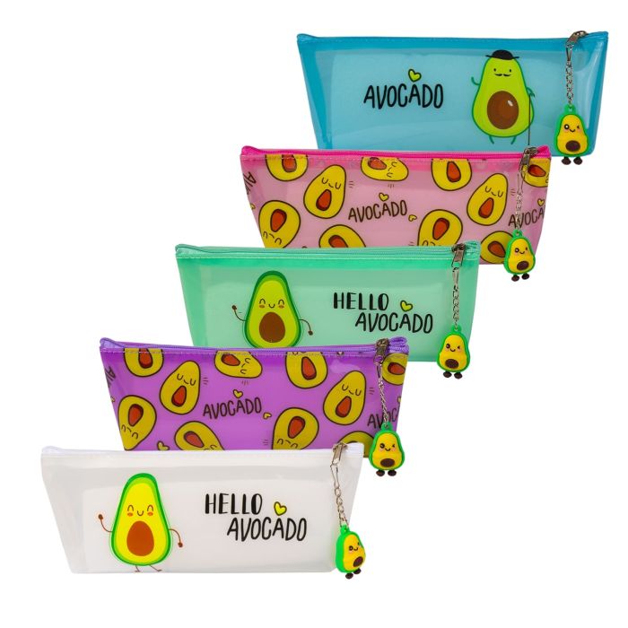 Пенал - косметичка "Авокадо" ПВХ, молния, брелок, 200х80х45 мм, - купить в магазине Кассандра, фото, 4680203182855, 