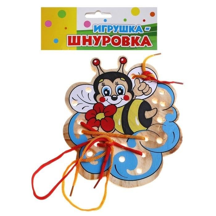 567482 Шнуровка "Пчелка на цветке" + 2 шнуровка - купить в магазине Кассандра, фото, 2905674820009, 