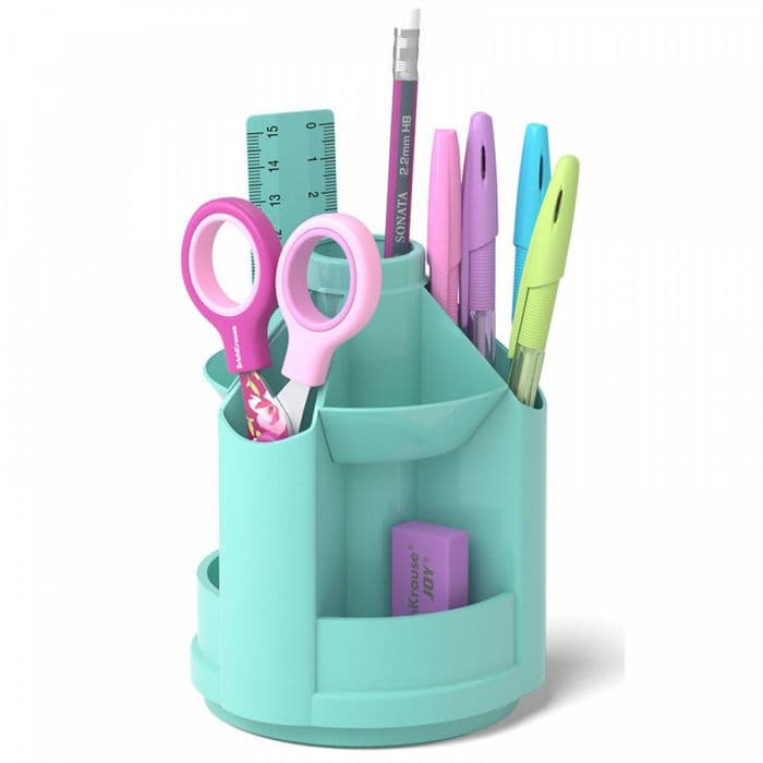 Настольный набор 8 пр. ErichKrause MINI DESK PASTEL MINT вращающ. мятный пластик - купить в магазине Кассандра, фото, 4650184536909, 