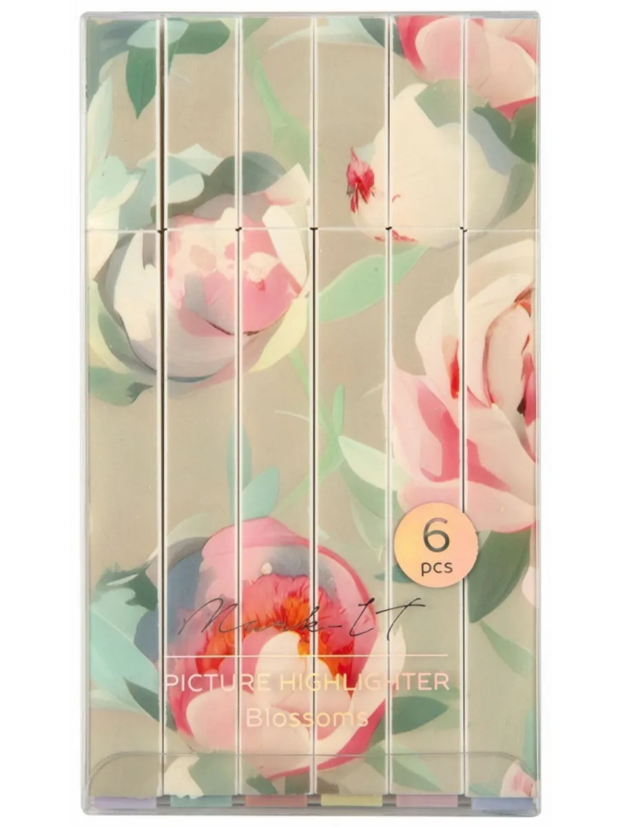 Набор текстовыделителей 6шт LOREX Mark it BLOSSOMS 1-4мм ассорти пастель скошенный, принт - купить в магазине Кассандра, фото, 4602723185123, 