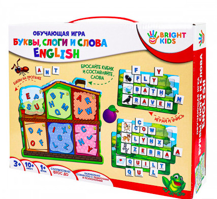 Обучающая игра. БУКВЫ, СЛОГИ И СЛОВА English Арт. (ИН-7632) - купить в магазине Кассандра, фото, 4665308076322, 